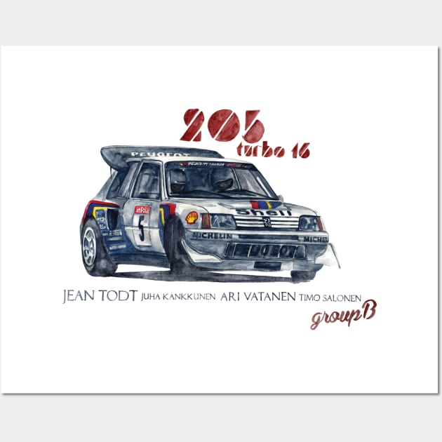 RALLY GROUP B: Peugeot 205 turbo 16 Wall Art by dareba